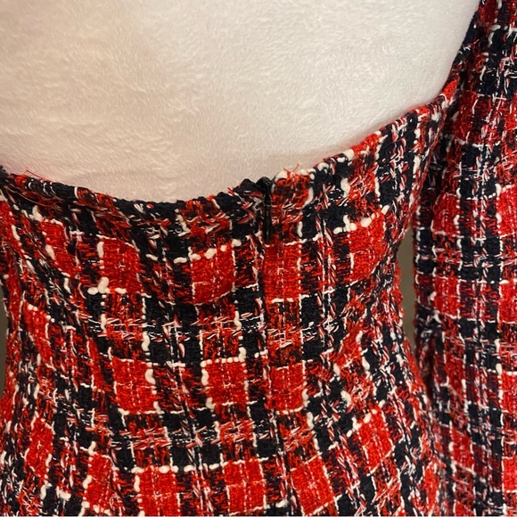 GLAMAKER‎ PLAID BACKLESS SPLIT SLEEVE TWEED BODYCON DRESS size SMALL - Picture 8 of 14